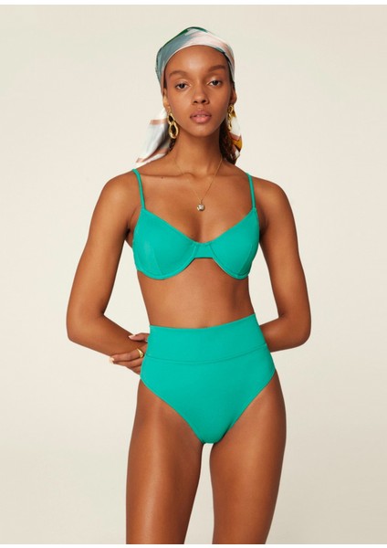 Solana Econyl Pinup Yeşil Yüksek Belli Kadın Bikini Takımı