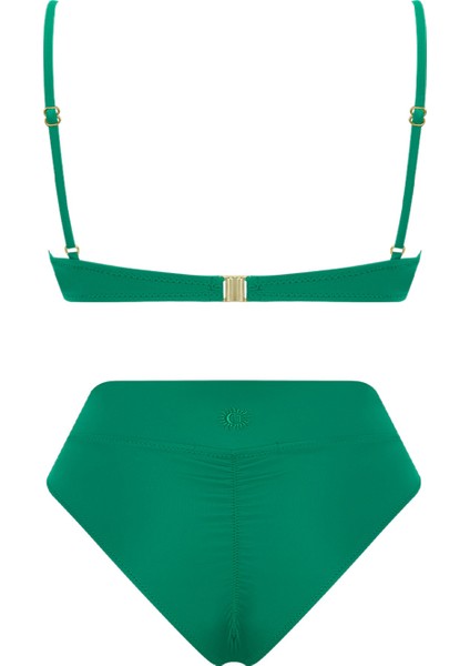 Solana Econyl Pinup Yeşil Yüksek Belli Kadın Bikini Takımı