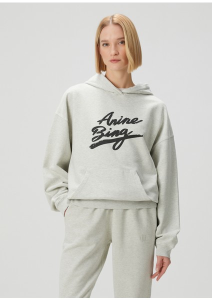 Harvey Gri Kapüşonlu Logolu Sweatshirt
