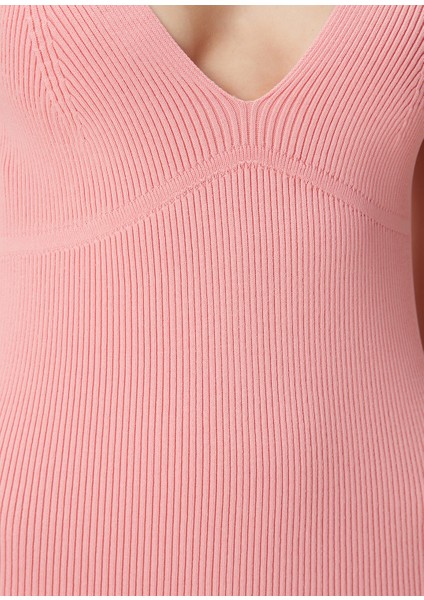 Pembe Maksi Triko Elbise