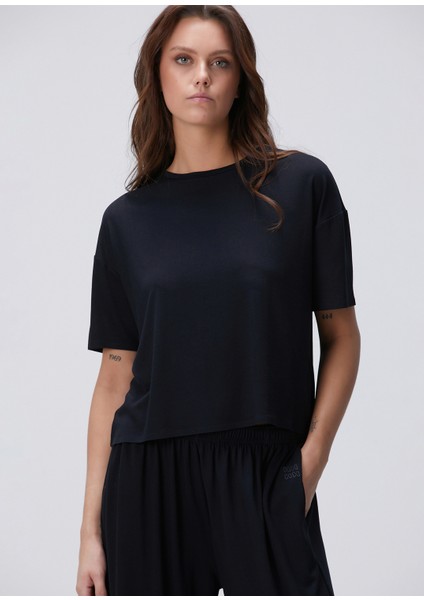 N-Tech Siyah Modal Karışımlı T-Shirt