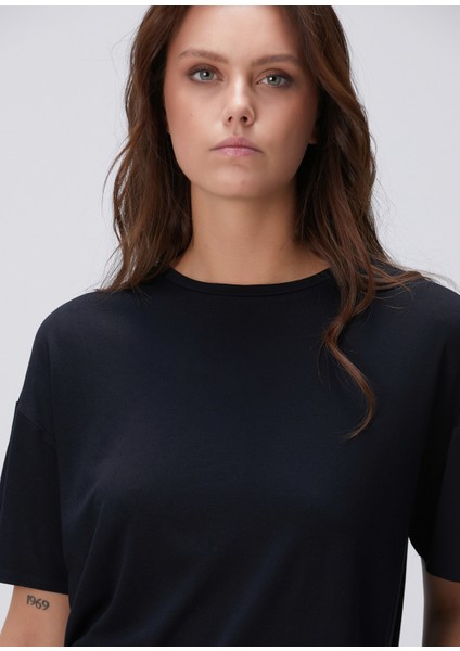 N-Tech Siyah Modal Karışımlı T-Shirt
