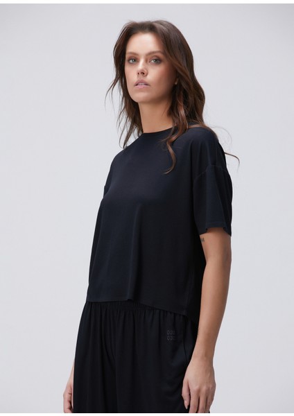 N-Tech Siyah Modal Karışımlı T-Shirt