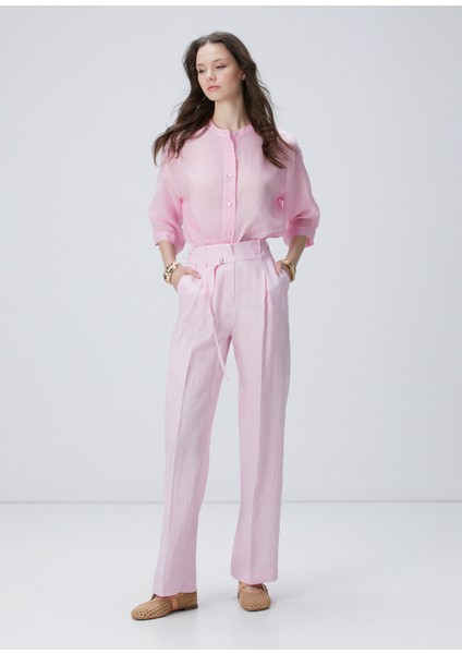 Pembe Keten Pantolon