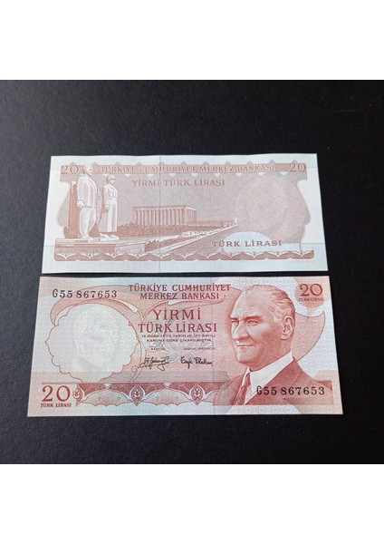399636856C0919D0C2 6.emisyon 3.tertip G55 Serisi Çil 20LIRA Eski Kağıt Para