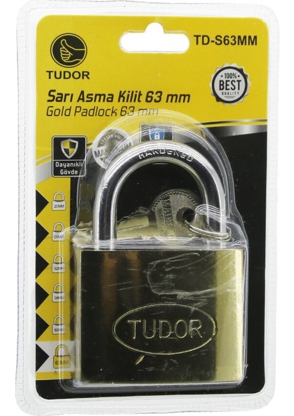 Tudor TD-S6M Vakumlu 6m - Sarı Kısa Kancalı Asma Kilit
