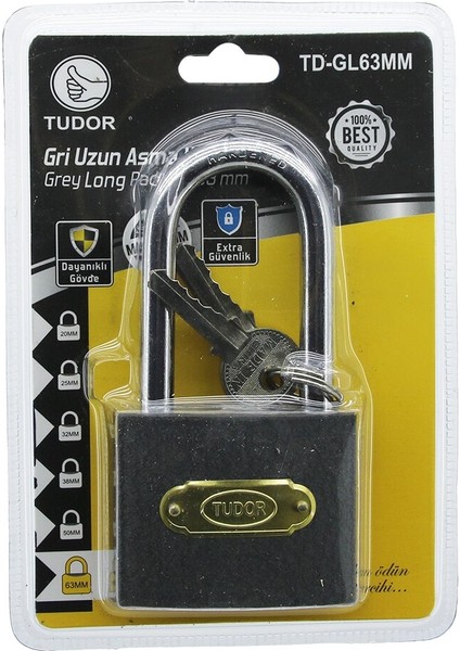 Tudor TD-GL6M Vakumlu 6m - Gri Uzun Kancalı Asma Kilit