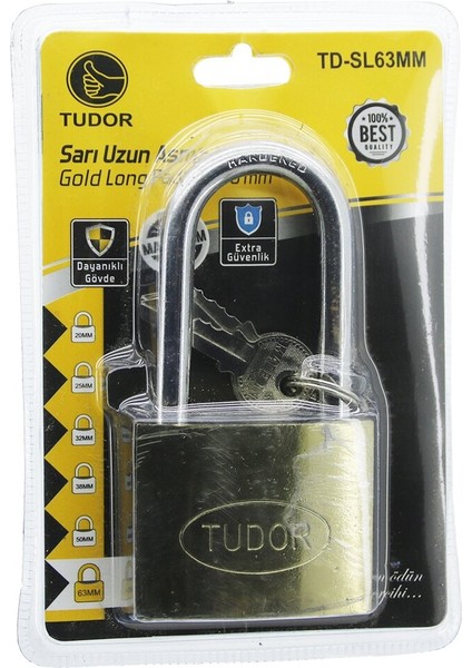 Tudor TD-SL6M Vakumlu 6m - Sarı Uzun Kancalı Asma Kilit