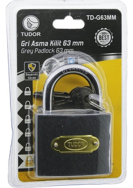 Tudor TD-G6M Vakumlu 6m - Gri Kısa Kancalı Asma Kilit