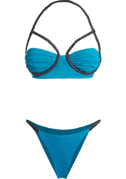 Amazon Bandeau Petrol Mavisi Kadın Bikini Takımı