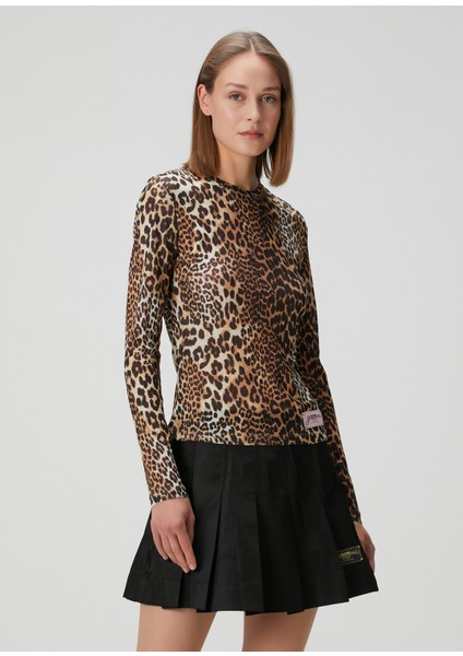 Leopar Desenli Uzun Kollu T-Shirt modelleri