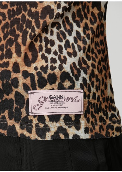 Leopar Desenli Uzun Kollu T-Shirt indirimleri