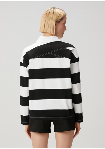 Siyah Beyaz Çizgili Sweatshirt indirimleri