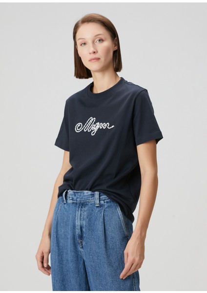 Lacivert Logolu T-Shirt