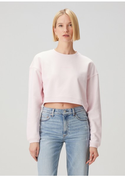 Açık Pembe Crop Sweatshirt
