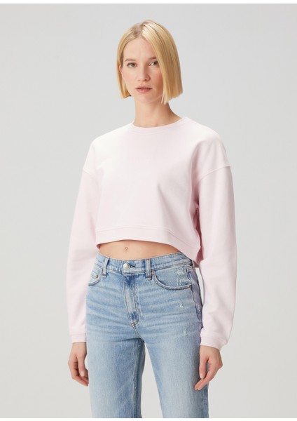 Açık Pembe Crop Sweatshirt