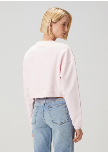 Açık Pembe Crop Sweatshirt