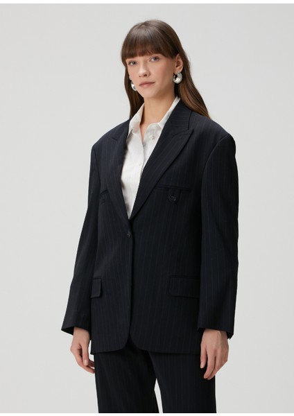 Lacivert Çizgili Blazer modelleri