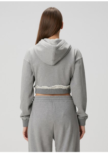 Gri Kapüşonlu Crop Sweatshirt fırsatları