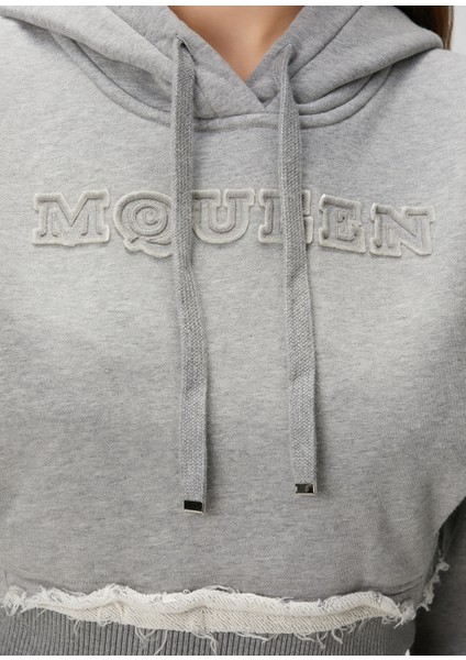 Gri Kapüşonlu Crop Sweatshirt indirimleri