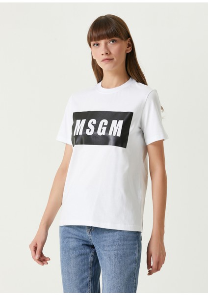Beyaz Logo Baskılı T-Shirt modelleri