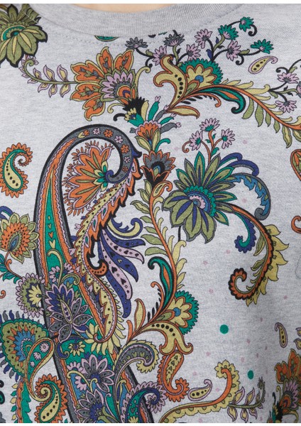 Gri Şal Desenli Sweatshirt