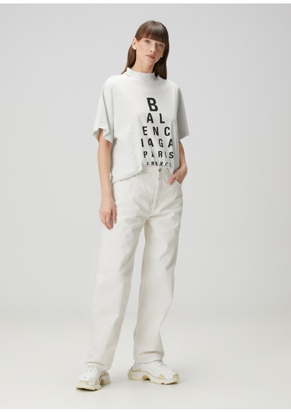 Loose Fit Beyaz Jean Pantolon
