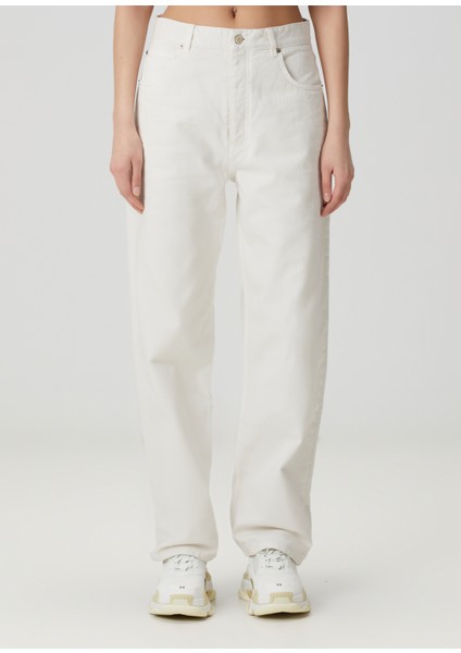 Loose Fit Beyaz Jean Pantolon