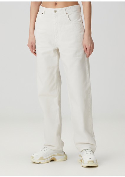 Loose Fit Beyaz Jean Pantolon