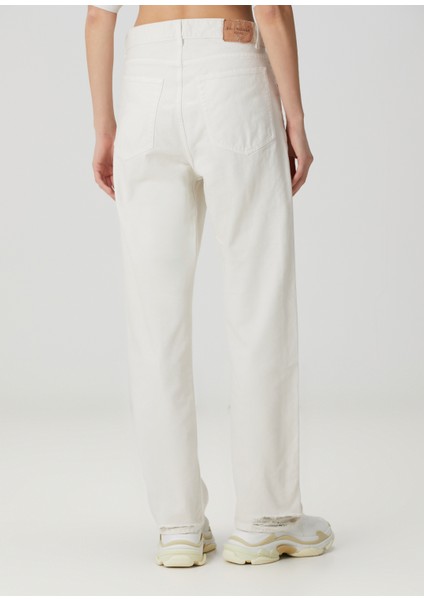 Loose Fit Beyaz Jean Pantolon