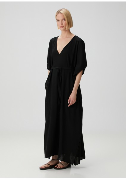 Siyah Maksi Kaftan Elbise