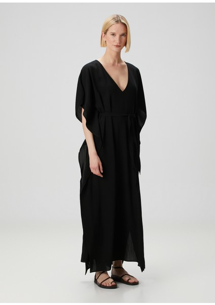 Siyah Maksi Kaftan Elbise
