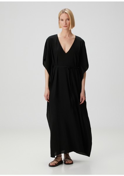 Siyah Maksi Kaftan Elbise