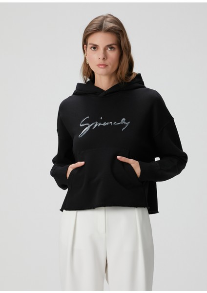 Siyah Logo Baskılı Sweatshirt