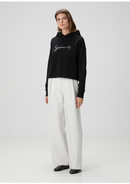 Siyah Logo Baskılı Sweatshirt