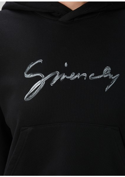 Siyah Logo Baskılı Sweatshirt