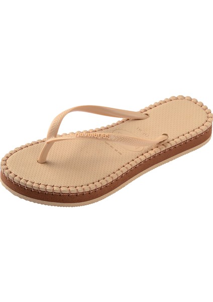 Slim Flatform Loop Bej Kadın Plaj Terliği modelleri