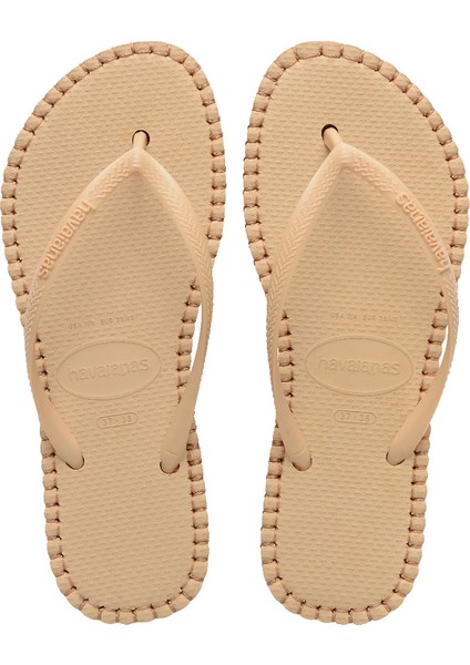 Slim Flatform Loop Bej Kadın Plaj Terliği