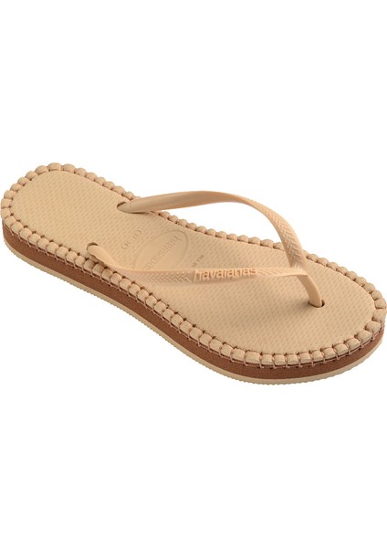 Slim Flatform Loop Bej Kadın Plaj Terliği fırsatları