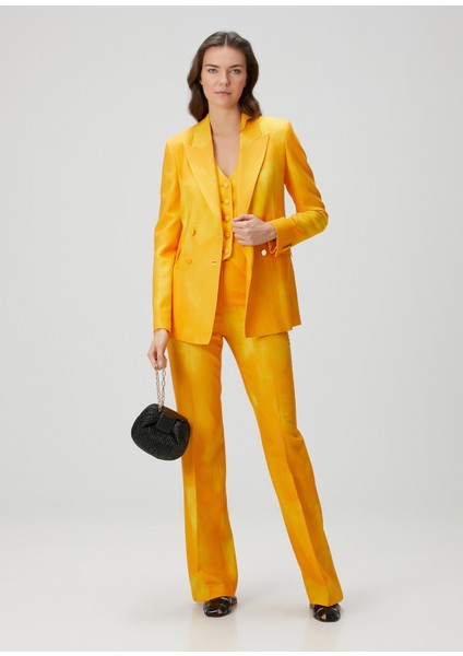 Angela Sarı Kruvaze Yün Blazer