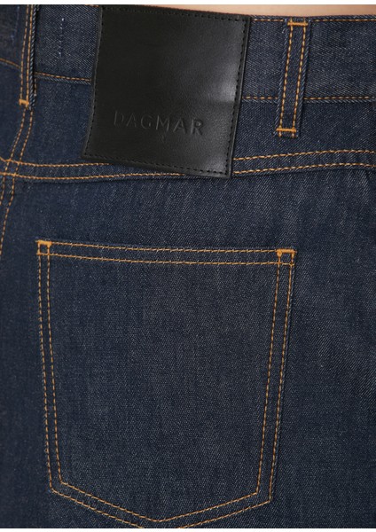 Lacivert Midi Denim Etek