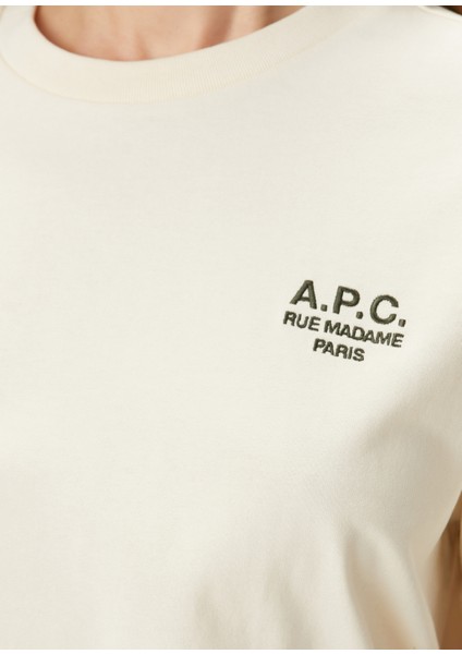 Ekru Logo Nakışlı T-Shirt indirimleri