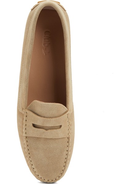 Bej Kadın Süet Loafer
