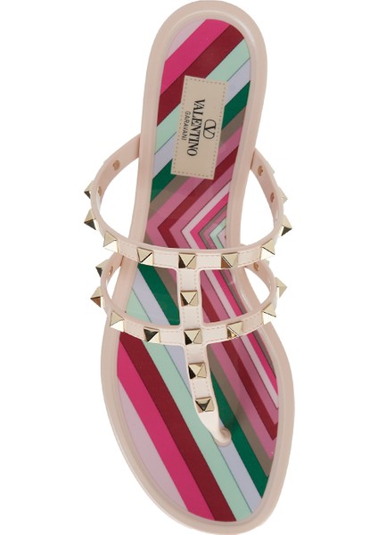 Rockstud Bej Kadın Plaj Terliği