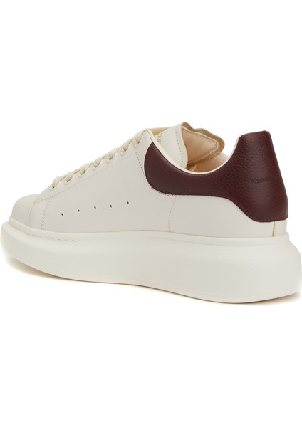 Oversized Beyaz Bordo Kadın Deri Sneaker modelleri