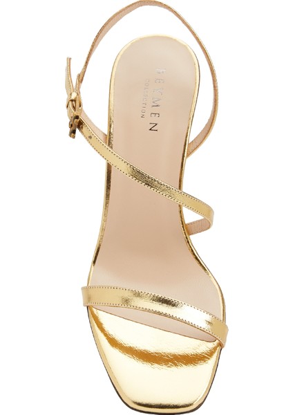 Strappy Gold Kadın Deri Sandalet fırsatları