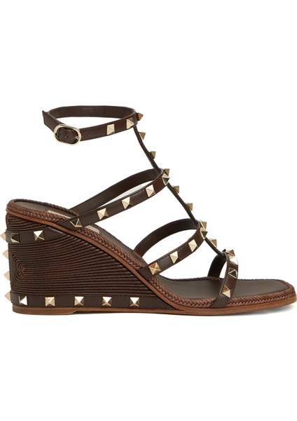 Rockstud Koyu Kahverengi Kadın Deri Espadril