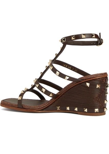 Rockstud Koyu Kahverengi Kadın Deri Espadril