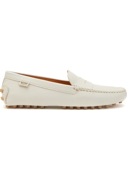 Gommino Ekru Kadın Deri Loafer