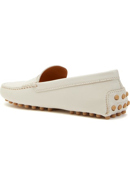 Gommino Ekru Kadın Deri Loafer modelleri